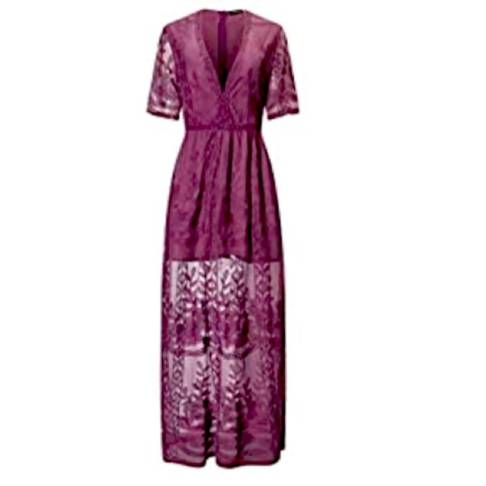 Purple lace romper maxi
